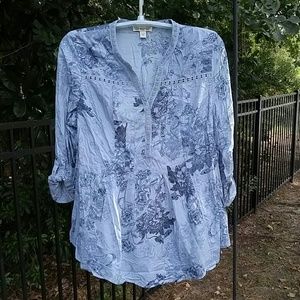 New Vintage America Light Blue Pattern Top XXL